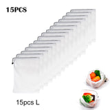 15pcs Reusable Vegetable Fruit Mesh Produce Bags Washable Eco Friendly Bags for Grocery Shopping Storage Toys Sundries