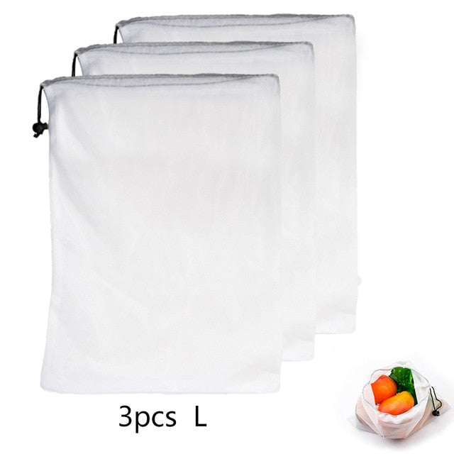 15pcs Reusable Vegetable Fruit Mesh Produce Bags Washable Eco Friendly Bags for Grocery Shopping Storage Toys Sundries