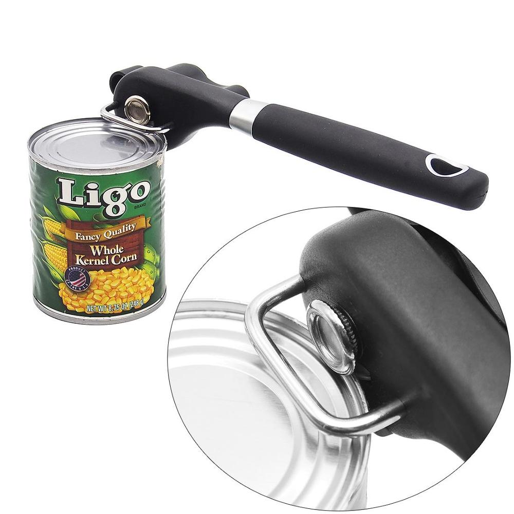 Safety Easy Stainless Steel Manual Can Opener Professional Effortless Openers with Turn Knob Household Kitchen Useful Tools