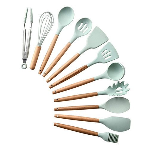 12PCS Silicone Kitchenware Cooking Utensils Set Heat Resistant Kitchen Non-Stick Cooking Utensils Baking Tools With Storage Box