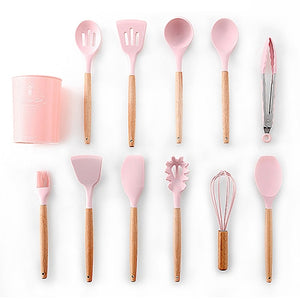 12PCS Silicone Kitchenware Cooking Utensils Set Heat Resistant Kitchen Non-Stick Cooking Utensils Baking Tools With Storage Box