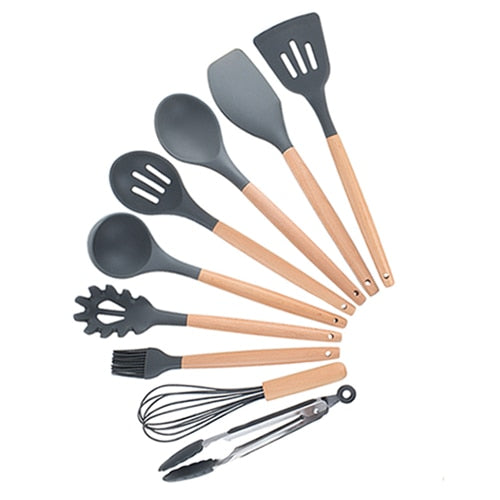 12PCS Silicone Kitchenware Cooking Utensils Set Heat Resistant Kitchen Non-Stick Cooking Utensils Baking Tools With Storage Box