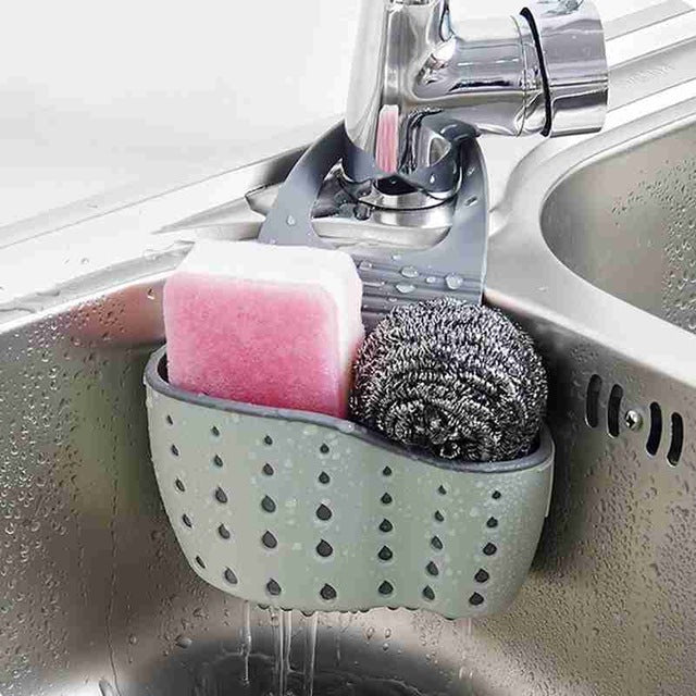 Openwork Sink drain basket kitchen accessories Bath Storage Tools adjustable sponge pool Holder Hanging Basket home gadgets