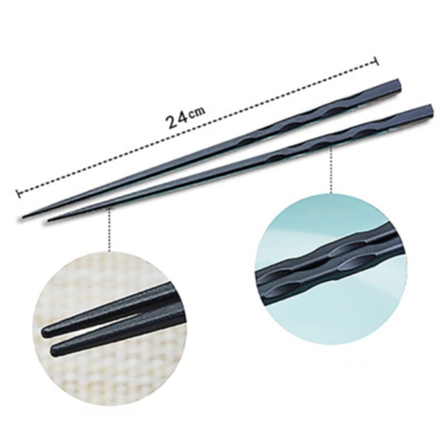 1Pair Reusable chopsticks Chinese chopsticks Alloy Non-Slip Sushi Food sticks Chop Sticks Gift