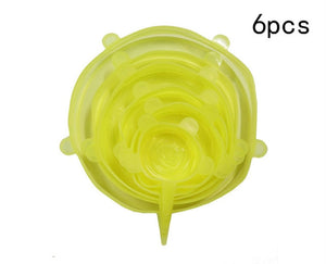 6 Pcs Reusable Food Packaging Cover Silicon Food Fresh-Keeping Sealing Cap Vacuum Stretch Cap Packaging Kitchen Silicone Cover