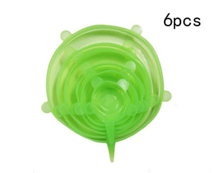 6 Pcs Reusable Food Packaging Cover Silicon Food Fresh-Keeping Sealing Cap Vacuum Stretch Cap Packaging Kitchen Silicone Cover