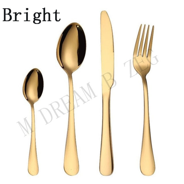 More choices 5pcs/set 4pcs/set stainless steel flatware set food grade silverware cutlery set utensils include knife fork spoon