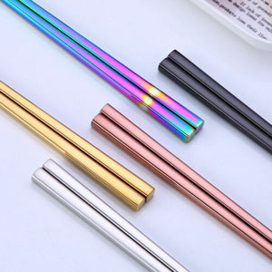 Useful  Stainless Steel Chopsticks  Metal Chop Sticks Tableware Silver Gold Multicolor Wedding Party Festival Occasions