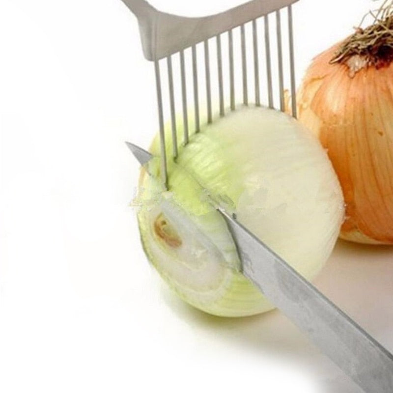 Onion Vegetables Slicer Cutting Tomato Slicer Cutting Aid Holder Guide Slicing Cutter Safe Fork Onion Cutter Kitchen Accessories