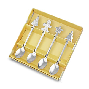 4pcs Christmas Coffee Spoons Stainless Steel Coffee Spoon For Kid Drinking Tea Spoon Tableware Christmas Spoon