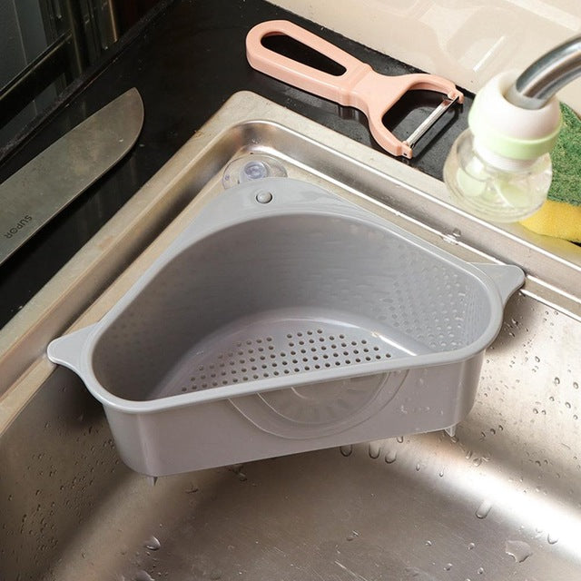 Kitchen Storage Rack Drain Basket with Suction Cup for Sink Corner PP Plastic Sponge Brush Cloth Strainer Basket Draining Racks