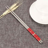 1Pair High Quality Chinese Style Length White Flower Pattern Stainless Steel Chopsticks Pair New Portable Chop Sticks