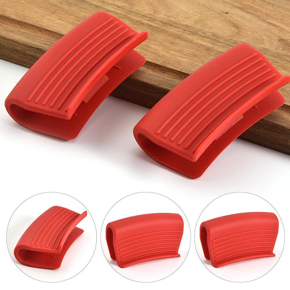 2PCS Anti-scalding Hand Clip Silicone Oven Gloves Insulation Heat Resistant Handgrip Kitchen Dish Clips Baking Tool Gloves