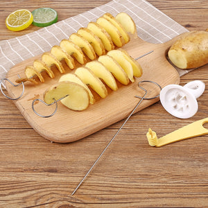 Manual Potato Spiral Cutter String Rotate Potato Chips Tower Slicer DIY Twisted Potato Cutter Useful Kitchen Gadgets Tools