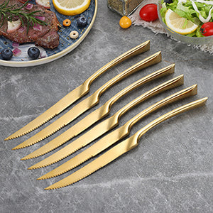 6Pcs/set Stainless Steel Black Rose Gold Silver Steak Knife Sharp Table Knives Set Restaurant Cutlery Flatware Dinnerware set