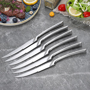 6Pcs/set Stainless Steel Black Rose Gold Silver Steak Knife Sharp Table Knives Set Restaurant Cutlery Flatware Dinnerware set