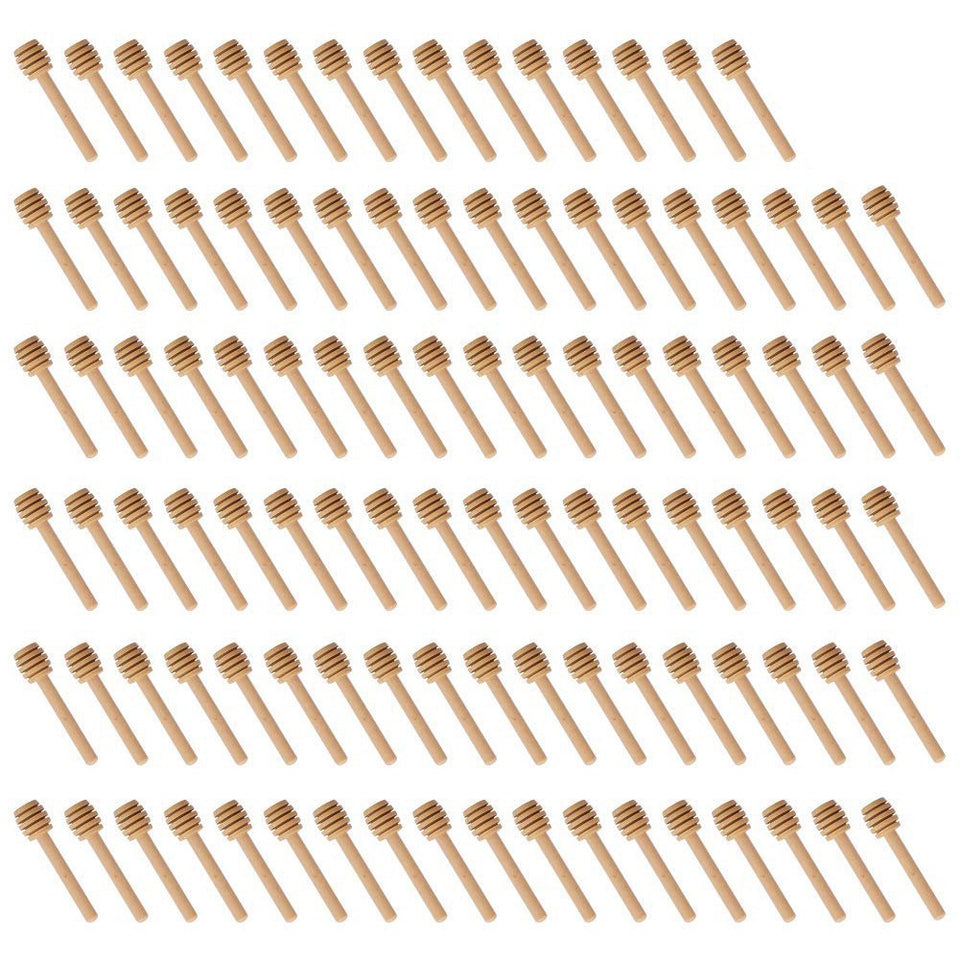 Hot Sale 100 Pack Of Mini 3 Inch Wood Honey Dipper Sticks, Individually Wrapped, Server For Honey Jar Dispense Drizzle Honey,